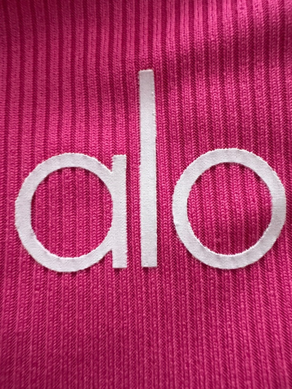 ALO Yoga Hot Pink Ribbed Bralette with White Logo - Picture 2 of 8